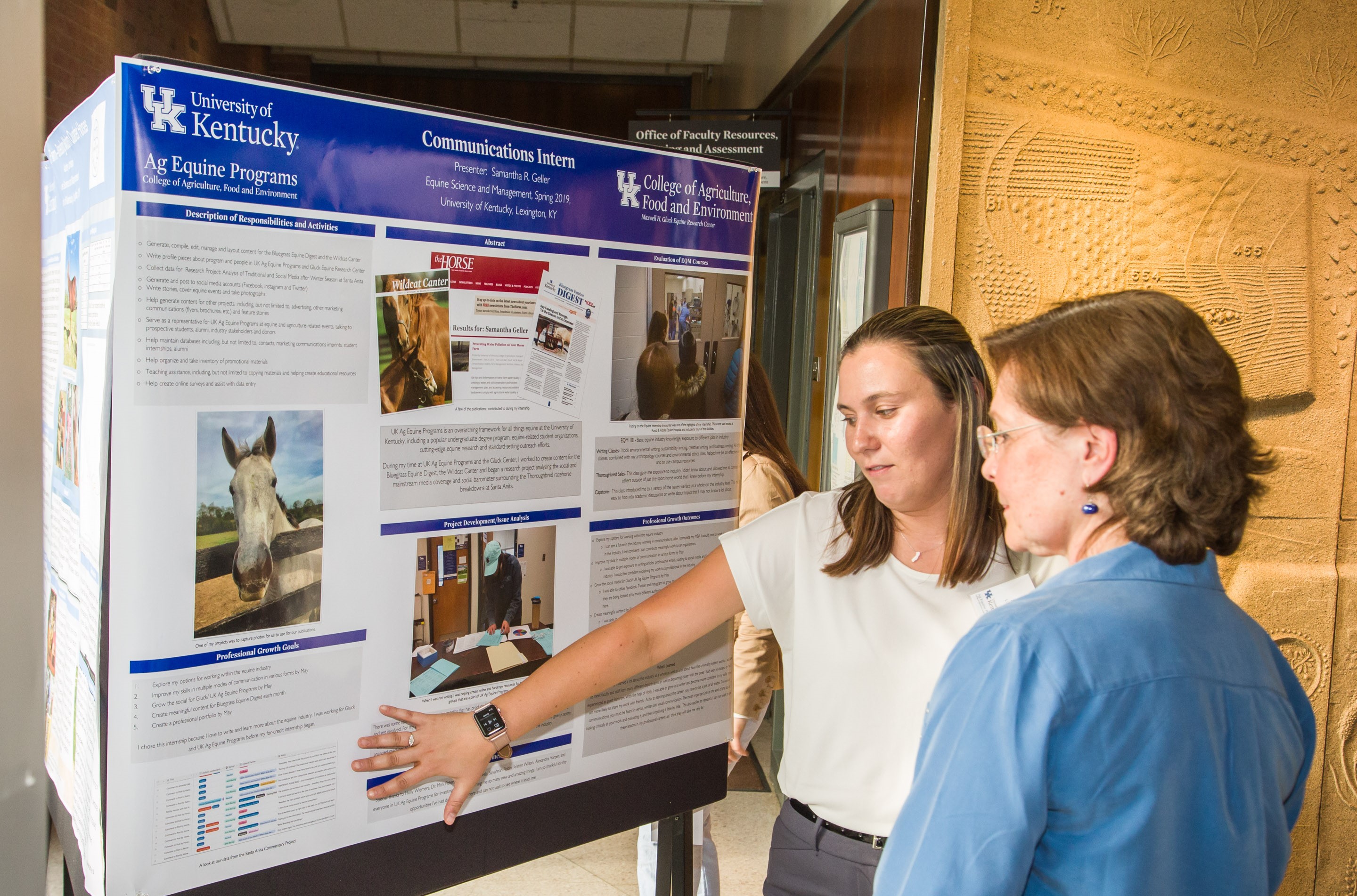 Student presenting at an internship showcase