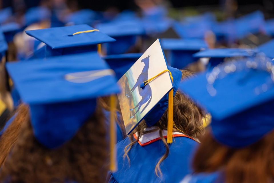 Grad cap with a horse